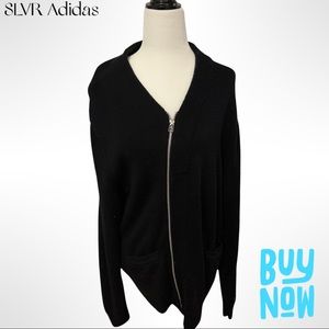 SLVR adidas black men zip up sweater, size L